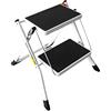 REQUISITE NEEDS Scaletta pieghevole a 2 gradini, compatta, in acciaio resistente, portatile, con antiscivolo, stabile, per cucina, casa, adulti, capacità 150 kg, nero