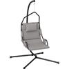 Outsunny Amaca a Dondolo Imbottita con Cuscino, Gancio e Catena, in Acciaio e Poliestere, 118x98x192 cm, Grigio e Nero | Aosom Italy