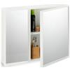 Relaxdays Armadietto Bagno con Specchio Contenitore a 2 Ante, Mobiletto Pensile a Parete, HLP: 50 x 65 x 15,5 cm, Bianco