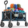 Morpilot Carrello Pieghevole su Ruote, Morpilot 150L Carrello Trasporto Con Ruote Rimovibili Braccioli Regolabili e Sacchetti per Tazze, Trasportatore da Picnic per Shopping Campeggio Giardino, Nero e Blu