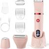 Scttomon Rasoio elettrico per donna Viso Bikini Corpo Tagliapeli corporeo per donna Epilatore per zona bikini Bikini-Trimmer Impermeabile IPX7 Display LCD Uso a secco/bagnato,rosa