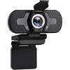 TELLUR - Webcam Full HD Basic, 1080p/30fps, autofocus, correzione automatica dell'illuminazione, microfono incorporato, angolo 97°, protezione della privacy, cavo da 1,5 m, USB, colore: nero