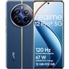 realme 12 Pro+ 5G Smartphone 8+256GB, Fotocamera Sony IMX890 OIS Zoom ottico 3X, Snapdragon 7s Gen 2, Display curvo Vision da 6,7" a 120Hz, Ricarica SUPERVOOC da 67W, Batteria da 5.000mAh, blu