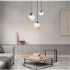 ONDALUCE CICIRIELLO BELLA SOSPENSIONE CON BASE ORO E CON 3 SFERE IN VETRO SOFFIATO RIGATO BICOLORE LAMPADINE E27