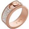 Emporio Armani Anello a fascia da donna in acciaio color oro rosa con cristalli incastonati, EGS3092221