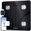 RENPHO Bilancia Pesapersone Digitale, Bilancia Impedenziometrica in Vetro Temperato, Fino a 180 kg, Bilancia Smart Dotata di 13 Misurazioni (BMI/Grasso corporeo/BMR/Muscoli), 28 cm, Elis 1