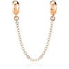 LOVANS Charms Stopper 925 Catena di Sicurezza in Argento Sterling con Perline di Gomma Intercalare per Braccialetti di Fascino in Argento Sterling Europeo Stopper Oro Rosa