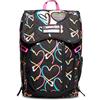 Seven Zaino Scuola Seven Estensibile - Yourself Girl Ragazza - Nero, Rosa - Doppio scomparto con cuore LED - Tasca porta borraccia