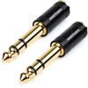 ANDTOBO Adattatore Jack Stereo da 6,35 mm a 3,5 mm, Adattatore Jack Audio da 6,35 mm Maschio a 3,5 mm Femmina in Rame Puro per Amplificatore per Cuffie 2 Pezzi - Nero