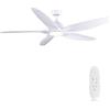 Newday Ventilatore a soffitto con Luce e Telecomando, 153CM Ventilatore da Soffitto 5 Pale Grande, Ventilatore da Soffitto Dimmerabile, Pala Soffitto con Luce Silenzioso, Motore DC Reversibile, Bianco