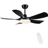 Newday Ventilatore da Soffitto Nero, 106cm Ventilatore da Soffitto con Lampada e Telecomando Silenzioso, Ventilatore da Soffitto con Luce Dimmerabile 5 Pale per Soggiorno Camera da letto Patio