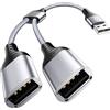 ANDTOBO Splitter USB, USB 2.0 A Maschio a 2 Doppi USB Femmina Jack Y Splitter Hub Cavo di alimentazione Cavo di Estensione Adattatore Per PC, iPhone, Mouse, Tastiera, Stampante, Luci LED USB