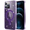 ÁRBOLORO Cover Glitter Magnetica per iPhone 12 Pro Max Compatibile con MagSafe, Custodia Brillantini Trasparente Antiurto Glitterata Cover Sottile Bling Anti-Graffio Protettiva Case, Viola