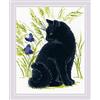 RIOLIS Counted Cross Stitch Kit 24x30cm - Black Cat (10 Count), Punto croce kit da ricamare, Kit ricamo punto croce