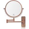 Nicesail Specchio Ingranditore da Parete 5x Oro Rosa Specchio Estensibile da Bagno Specchio con Braccio Flessibile per Trucco e Barba,Diametro 20 cm