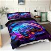 PEIHUODAN Set Copripiumini E Federe Per Adolescenti, Arredamento Camera Da Letto Gaming Gamer 3d, Set Di Biancheria Da Letto Per Ragazzi. Singolo/matrimoniale Copripiumino Federa Letto (neon,160x200cm)