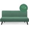 AOUHMN Copridivano Senza Braccioli, Copridivano 2-3 Posti Elasticizzato Impermeabile Universale Spandex Cotone Antigraffio Gatto e Lavabile Protezione per Mobili per Divano Pieghevole,Verde,190×210cm
