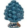 Sicilia Bedda - Pigna Siciliana con Piede Decorato - Modello Maioliche - Ceramica di Caltagirone (Altezza 12 x 8, Ottanio)