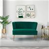 HULALA HOME Divanetto Piccolo Imbottito in Velluto Moderno con Gambe in Metallo Dorato Divano a 2 Posti in Velluto capitonné per Soggiorno Piccoli Spazi in Appartamento Verde