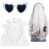 GADITIEK Addio Al Nubilato Gadget Sposa, Bride To Be Addio Al Nubilato Decorazione - Cerchietto Bride Velo Occhiali Da Sole Cuore Accessor Kit Sposa Addio Al Nubilato Festa Matrimonio Nozze Fidanzamento