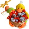 NARAMAKI Cestino in Rattan 17cm +125 gr Ovetti Kinder Schoko Bons + 2 Uova di Pasqua Decorative Appendibili - Regalo Pasqua 2025
