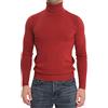 Ciabalù Maglione Uomo Collo Alto Rosso Blu Slim Maglioncino Dolcevita Lupetto Pullover (Rosso, L)