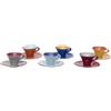 NOVITA' HOME Tazzina caffè con piattino mediterraneo novità home in ceramica colorata (6 pezzi) - Assortito - Ceramica Gres