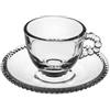 Tazza caffè con piatto marble in vetro cl 8,5 (4 pezzi) - Trasparente - Vetro