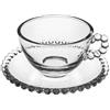 Tazza cappuccino con piatto marble in vetro cl 20 (4 pezzi) - Trasparente - Vetro
