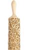 Mattarello con manici girevoli in faggio decoro floreale cm 43x6 - Naturale - Legno Di Faggio