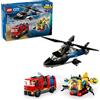 LEGO City 3in1 Elicottero, Autopompa e Sottomarino - Giocattolo Combinabile con Veicoli da Costruire e 3 Minifigure, Giochi Modulari per Bambini e Bambine da 7 Anni, Idee Regalo di Compleanno - 60462
