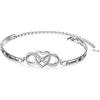 Flyow Braccialetto in argento Sterling 925 con ciondolo a forma di cuore, con messaggio di ispirazione per madre figlia, sorella, braccialetto regolabile e gioielli regalo, 7+3 Inches, Argento sterling
