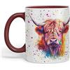 Vixar Tazza colorata con animali della fattoria scozzese delle Highland, 330 ml, idea regalo per compleanno, lavoro, ufficio, tè, caffè (hc4) (marrone)