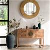 DEGHI Consolle 112x79h cm in legno di acacia naturale con 4 cassetti 2 ante e dettaglio oro - Cusco