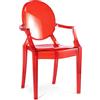 Iconik Interior Ghost Style - Sedia da pranzo trasparente, design con braccioli, colore: Rosso trasparente