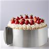 Elalove Anello per torta regolabile, altezza 5 cm, con manico e scala, telaio rotondo, in acciaio inox, per torte, dolci, dessert a strati, Ø 16-30 cm, argento