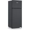 SEVERIN DT 8762 - Frigorifero/congelatore a doppia porta, 2 ripiani regolabili in altezza, grande scatola Veggiebox, estremamente silenziosa, 40 dB, capacità utile 206 l, colore: Nero