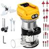 cimsfcor Router elettrico senza fili per la lavorazione del legno per batteria DeWalt, 800 W, 30000 giri/min, senza fili, compatto, con punte per fresa, guida ai bordi per progetti fai da te per la lavorazione