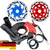 Werkmax Aspiratore di polvere per levigatura + 2 vaschette diamantate premium da 125 mm blu e rosso