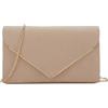Yooamz Pochette da donna, elegante borsa da sera in pelle scamosciata, con busta, pochette da donna, piccola borsa a tracolla per matrimonio, matrimonio, ballo, festa, beige.