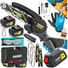 MASKO® Mini motosega con batteria da 8000 mAh | motosega elettrica con 2 batterie da 4000 mAh, potatura da potatura, motosega da 800 W, 6 Pollici - Nero/Antracite