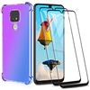 GOGME Cover per Motorola Moto E7 Plus/Moto G9 Play + 2 Vetro Temperato, Custodia in Gradiente Color TPU Case Cover, Cover di Protezione Trasparente Antiurto Morbido TPU Silicone Bumper (Blu/Purple)