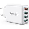 sccvee Caricatore USB, adattatore di ricarica USB a 4 porte con 33 W Smart QC 3.0 caricatore multiporta compatibile con iPhone 12/13/14/15/16/Samsung Galaxy S22/S23/24