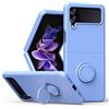 XINYEXIN Silicone Liquido Cover per Samsung Galaxy Z Flip4 5G (Z Flip 4 5G), Custodia Antiurto AntiGraffio con Supporto Anello a 360° Slim Silicone Case - Lavender purple