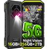 Ulefone Armor X32 Pro 5G Cellulari 2025, 16GB+256GB/SD-2TB Android 14, 64MP+16MP+25MP Visione Notturna con 120LUM Torcia abbagliante Rugged Smartphone 5500mAh 5.65, 3-Slots/Face ID/GPS/OTG/NFC Verde