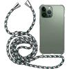 MyGadget Cover per iPhone 14 Pro Max - Custodia con Corda - Case con Cordino Trasparente Antiurto con Laccio | Tracolla - Practical Stylish - Nero Bianco
