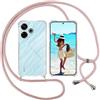 ISOI Cover con Cordino per Xiaomi Redmi 13/Xiaomi Poco M6 4G, Custodia Trasparente con Collana Tracolla Laccio Collo Ultra Sottile Morbido TPU Silicone Antiurto AntiGraffio Antiscivolo Case, Rosa