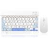 SOPPY Tastiera e Mouse Bluetooth Portatili, Mini Tastiera Ricaricabile, Tastiera Wireless per iPad/Samsung Tab/Lenovo Tab/iOS/Android/Windows, Layout Italiano (Bianco e Blu)