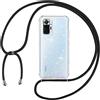 Tikgue Cover per Xiaomi Redmi Note 10 Pro/Note 10 Pro Max, Custodia con Cordino Silicone Glitter Brillantini Trasparente Morbida Cover con Collana Sottile Protettiva Bumper Antiurto TPU Case - Nero