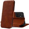 Verco Case per Samsung Galaxy S21 Ultra Custodia, Cover a Libro Pelle PU per Samsung S21 Ultra 5G Custodia Premio Booklet Protettiva, Marrone